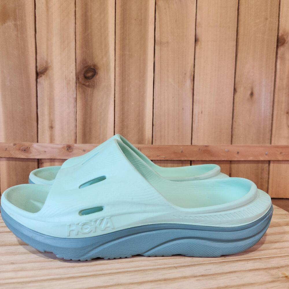 HOKA Ora Recovery Slide Sandals Shoes Womens 8 Green Comfort Cushion Slides